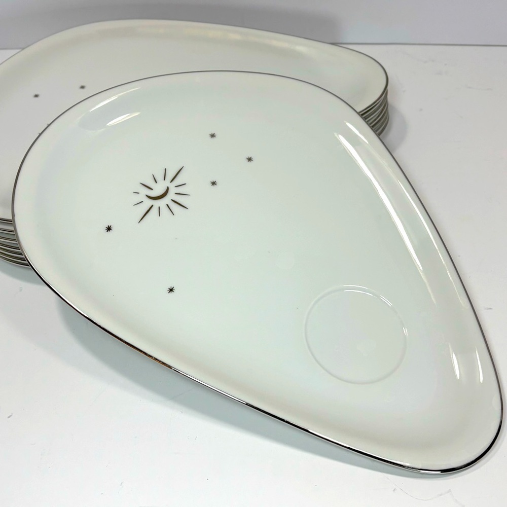 MCM Aristocrat Arita Yaki Fine China Moon Glow & Crown Star Snack Plates - 8